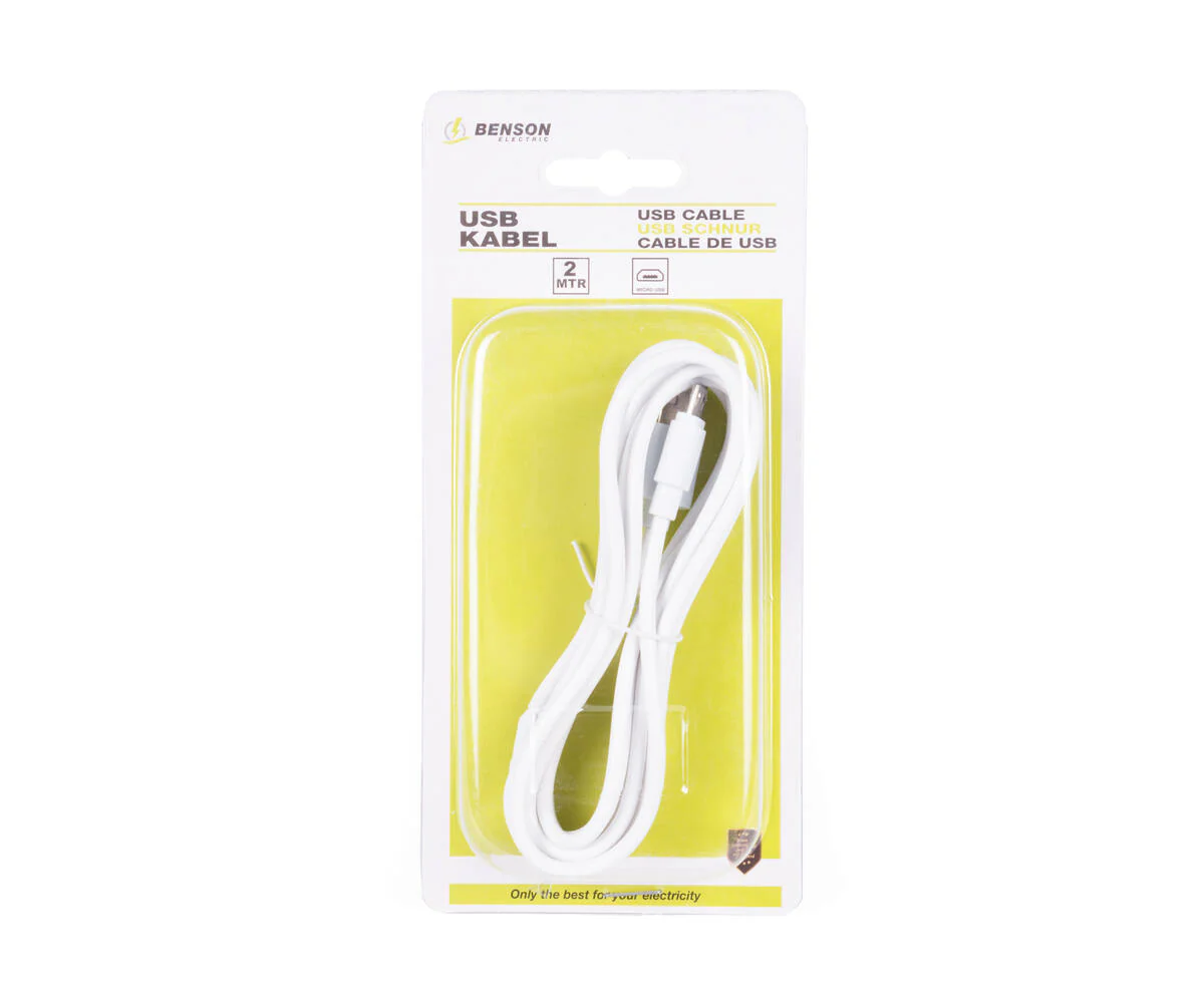 USB-kabel 2m Micro USB - 480 Mbps Gegevensoverdracht en Opladen - Afbeelding 2