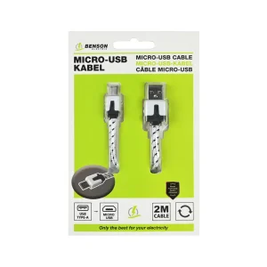 Micro USB Kabel 2m Nylon - Snel Opladen & Gegevensoverdracht